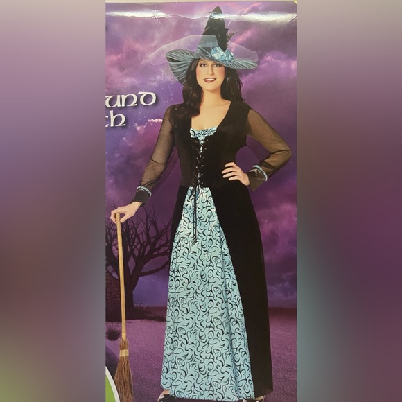 🎃 Halloween Costume Sexy Spellbound Witch 🧙 🩵🖤 Plus Size 16/18 - Picture 4 of 4